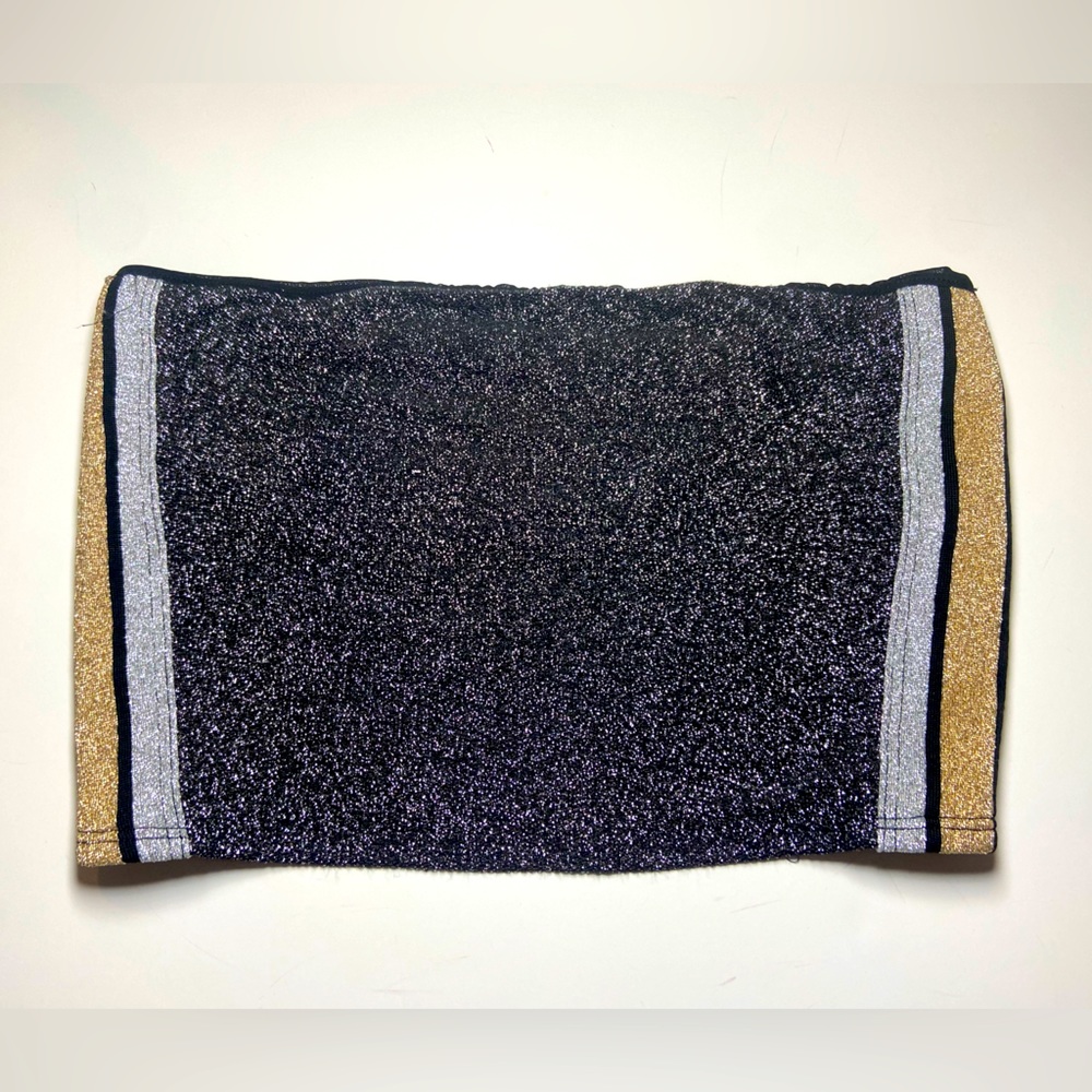 PINK brand Sparkly black tube top with gold and silver straps.  Size:Small
